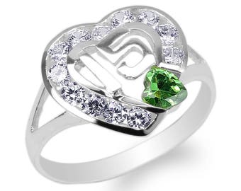 JamesJenny Ladies 10K14K Yellow Gold 15 Anos Quinceanera Purple CZ Heart Ring Size 4-10
