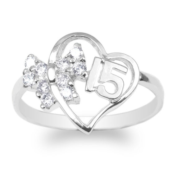 Womens 925 Sterling Silver Beautiful Heart Shaped Ring with Round CZ Size 4-9