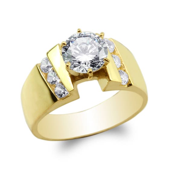 JamesJenny Women's 10k14K Yellow Gold .14 CT CZ Fancy Solitaire Accent Ring Size 4-10