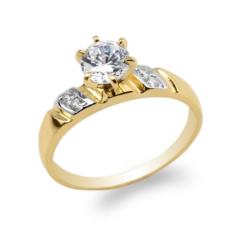 Details about / JamesJenny 10K//14K Yellow Gold Simple Solitaire Round CZ Set Size 4-10