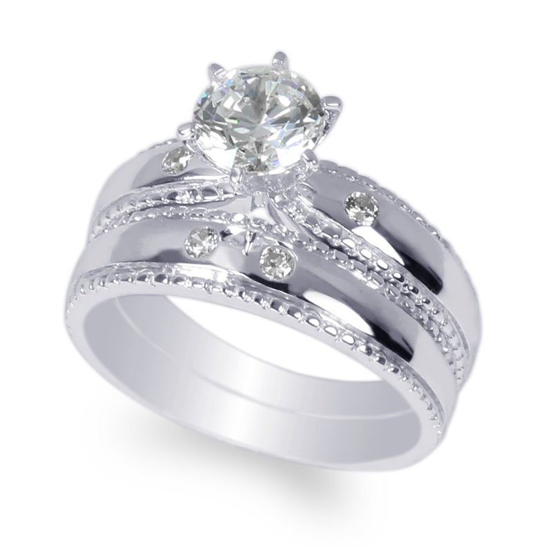 925 Sterling Silver Set 0.9ct Round Simple Fashion Ring Size 4-10