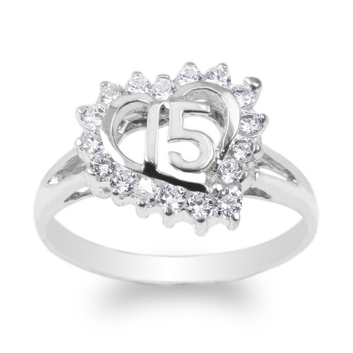 Sterling Silver '15' Quinceañera Ring With CZ Stones | 15th Birthday Gift For Her