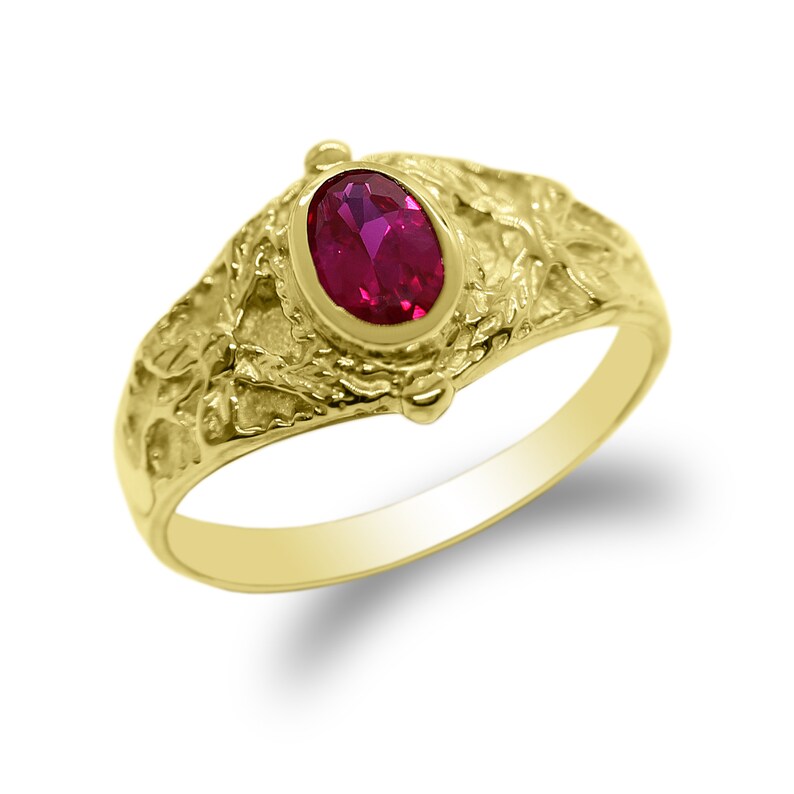 Mens White Gold Plated 1.2ct Ruby Oval CZ Graduation School Ring Size 7-12 Mens White Gold Plated 1.2ct Ruby Oval CZ Graduation School Ring Size 7-12