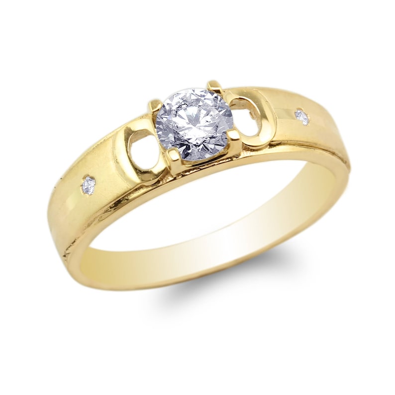 JamesJenny 10K14K Yellow Gold Round CZ Wedding Band Luxury Ring Size 7-12