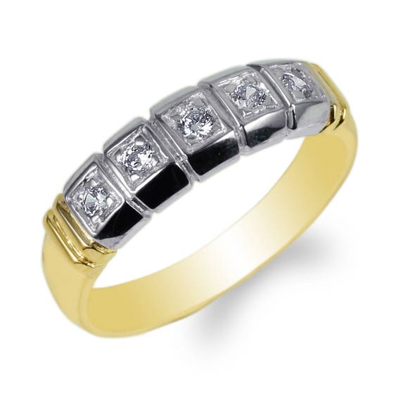 JamesJenny Mens 14K Yellow Gold Engagement Band Ring Size 7-12