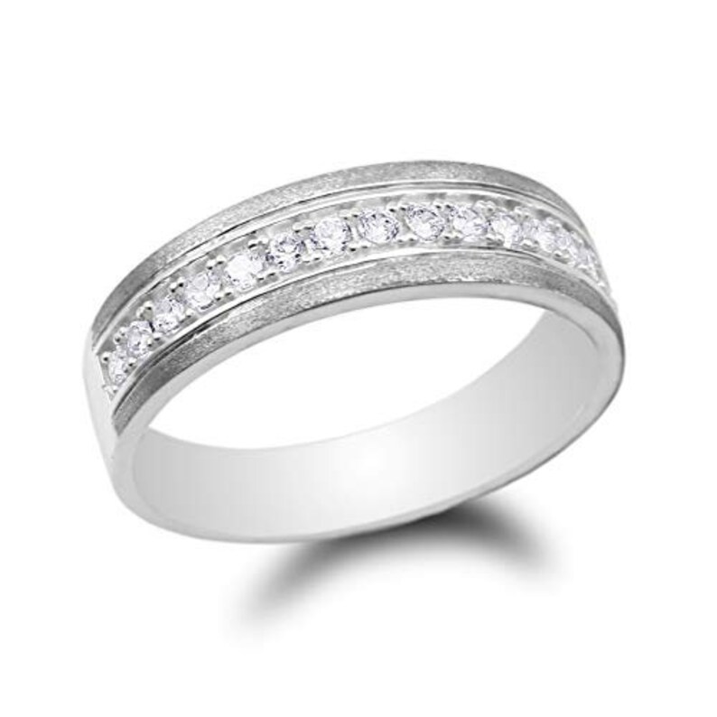 JamesJenny Mens 10K14K White Gold Wedding Band Ring Size 7-12,