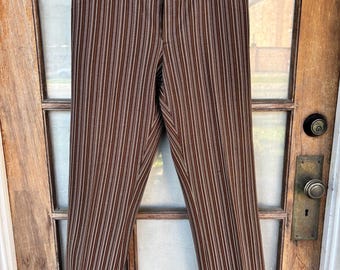 Vintage Men’s Stripe Polyester Slacks Brown