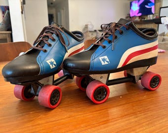 1970s Vintage Sunrunners Roller Skates Size 11 USA Made Red White Blue Speed Style