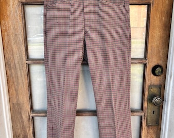 Vintage Men’s Houndstooth Brown and Red Slacks
