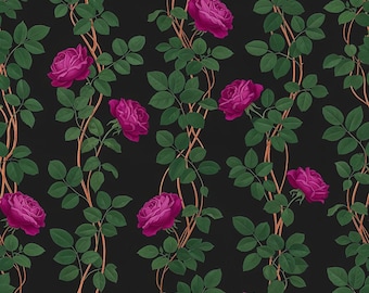 Art Nouveau Rose Tapet, Smaragdgrön Blommig Vinranka, Maximalistisk Inredning