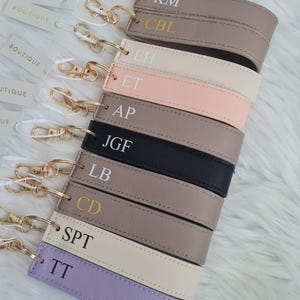 Personalised Wristlet Keyring, monogrammed key ring, initials gift, personalised gift, car keychain, faux saffiano leather, gift ideas