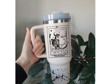 The Reader Starlight City Tumbler 40oz, Skeleton Fantasy 40oz Tumbler, Fantasy Bookish Stainless Steel Tumbler With Straw, Book Lover Gifts