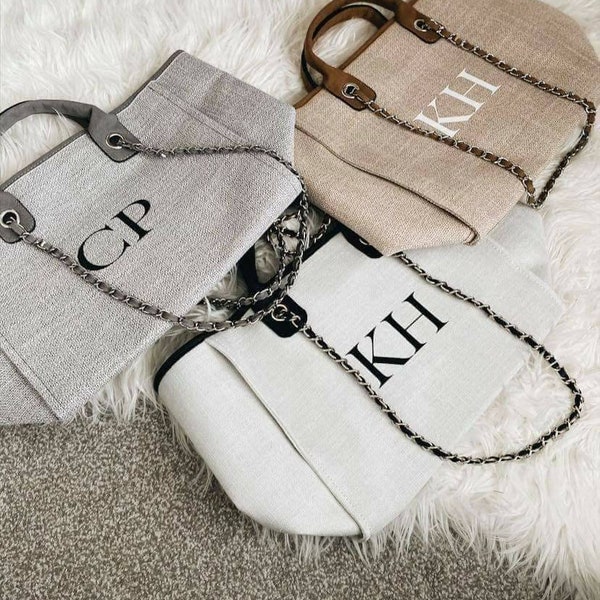 Personalised Monogram Bag, Holiday bag with your initials, Bride Gift ,Personalised Beach Bag, Honeymoon Girl, Bridal Bag, Mrs Bag