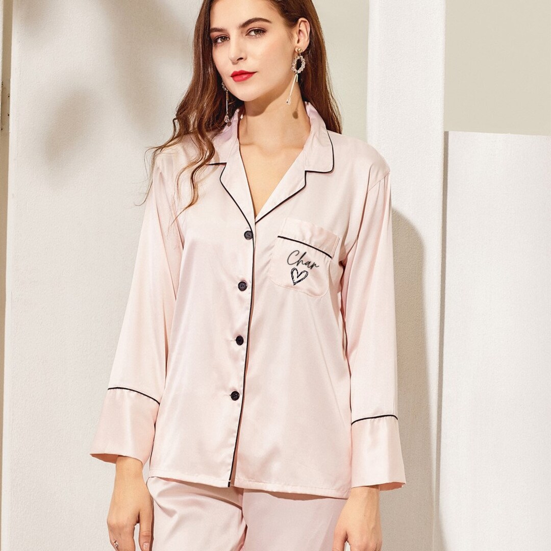 Personalised Satin Pyjamas Long Sleeve and Long Pants Satin - Etsy UK