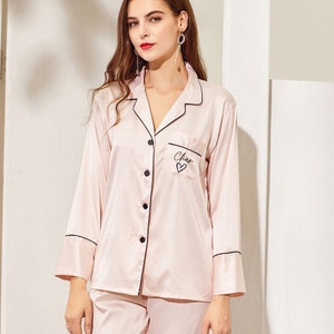 Personalised Satin Pyjamas Long Sleeve and Long Pants Satin