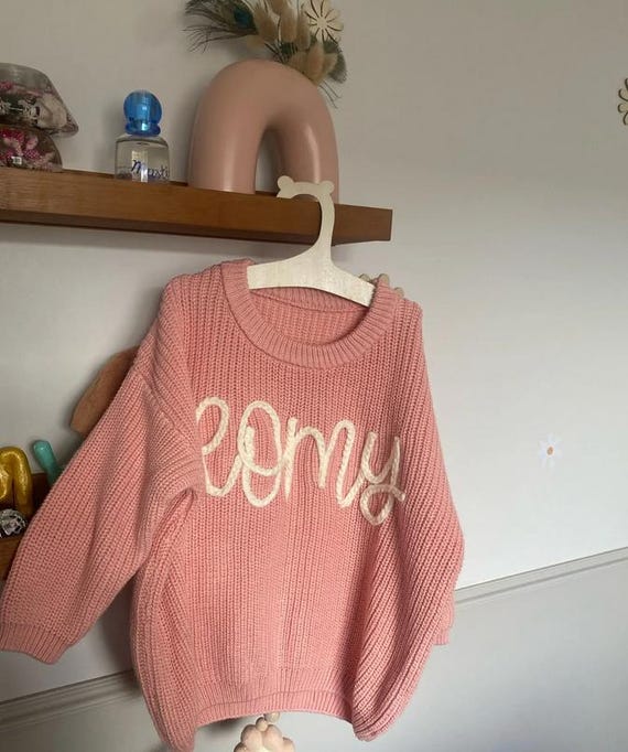 Personalised Baby Jumper, Hand Embroidered Name Monogram, Baby