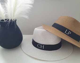 Personalised Beach Hat, Fedora Hat,Personalised Straw Hat, Hen Party Hat, Honeymoon Hat, Beach Hat, Monogram Hat, Unisex Straw Hat