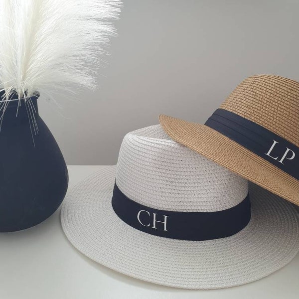 Personalised Beach Hat, Fedora Hat,Personalised Straw Hat, Hen Party Hat, Honeymoon Hat, Beach Hat, Monogram Hat, Unisex Straw Hat