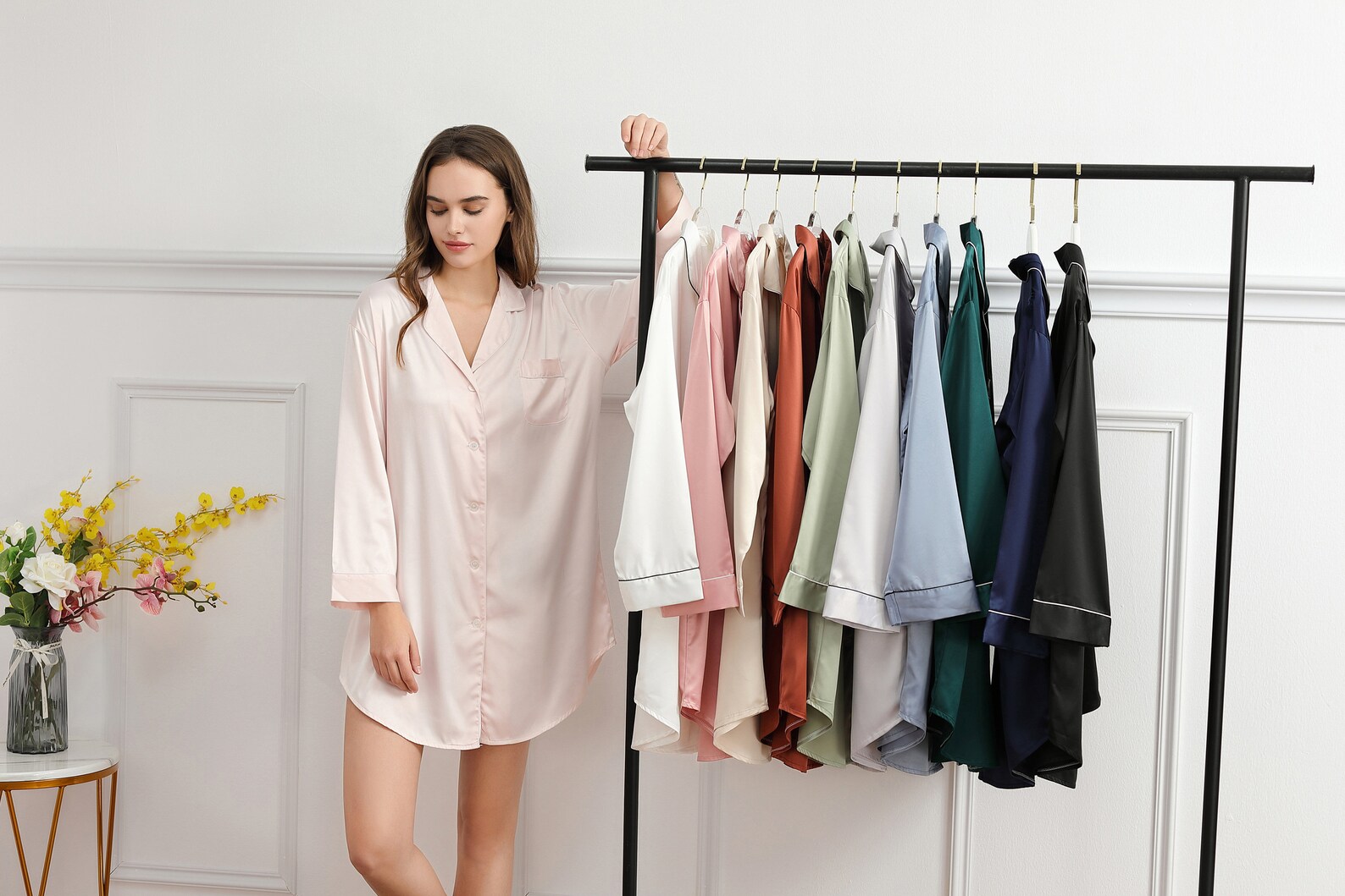 Monogram Satin Nightdress Personalised Nightdress Initial Etsy UK