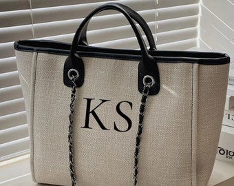 Personalised Monogram Bag, Holiday bag with your initials, Bride Gift ,Personalised Beach Bag, Honeymoon Girl, Bridal Bag, Mrs Bag