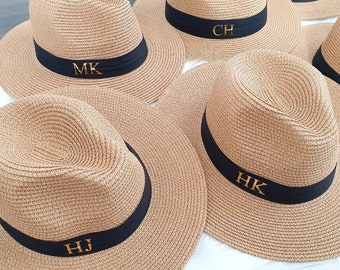 Personalised Beach Hat, Fedora Hat,Personalised Straw Hat, Hen Party Hat, Honeymoon Hat, Beach Hat, Monogram Hat, Unisex Straw Hat