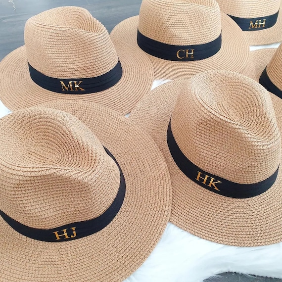 Personalised Beach Hat, Fedora Hat,Personalised Straw Hat, Hen Party Hat, Honeymoon Hat, Beach Hat, Monogram Hat, Unisex Straw Hat