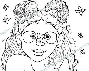 Instant Download Printable PDF Format Adult Coloring Pages. Hand-Drawn " Natural Hair Series # 30"