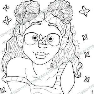 Instant Download Printable PDF Format Adult Coloring Pages. Hand-Drawn &quot; Natural Hair Series # 30&quot;