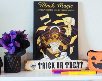 Adult Coloring Book, Halloween, Witch, Magic, Hoodoo, Black Magic, Voodoo, African American, Afro, black girls