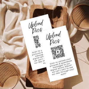 Bilder hochladen Hochzeit QR Code Karte, Hochzeit Foto Karte, QR Code Hochzeit Karte, Sofort Download, Bearbeiten mit Canva, Single Page & Multi Page