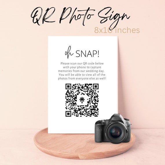 Oh Snap QR Code 8x10 Sign | Editable Oh Snap Wedding Sign | BONUS