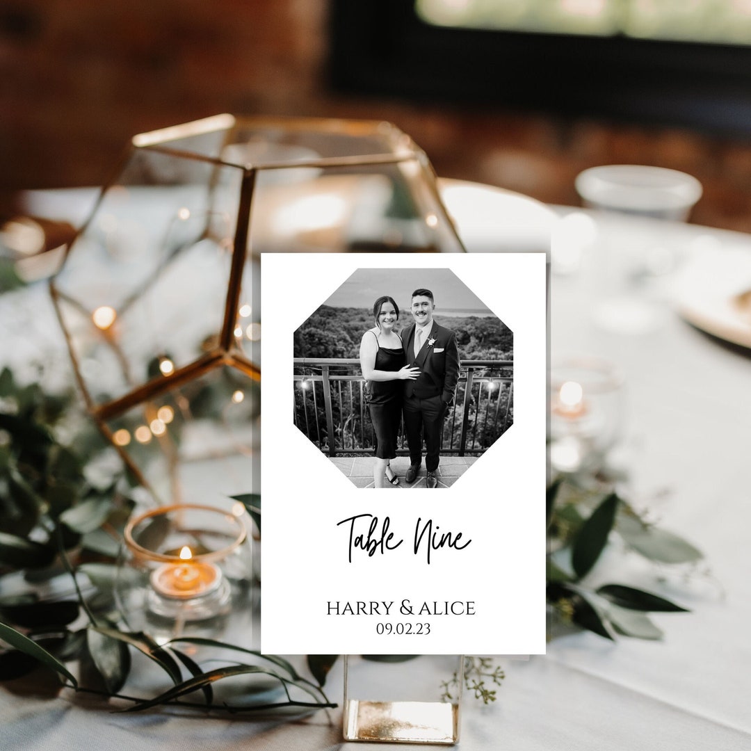 Photo Octagon Table Numbers Template 4x6 Table Numbers Printable Simple