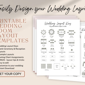 結婚式場レイアウト Canva テンプレート | 結婚式と披露宴のレイアウト | 結婚式場の図表を作成 | 座席表レイアウト デザイン
