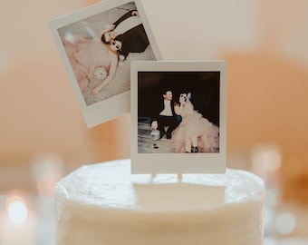 Bearbeitbarer Polaroidesque Kuchen Topper, Retro Kuchen Topper, Foto Topper, Hochzeitstorte Topper, Vintage Kuchen Topper, DIY benutzerdefinierter Cupcake Topper