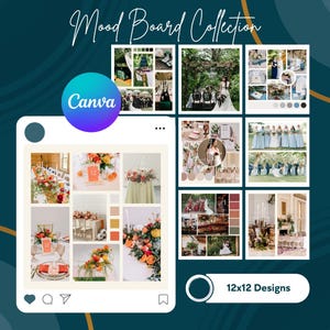 Plantilla de Canva para tableros de ideas / Tableros de ideas para bodas / Plantillas de marca / Diseños por color / Inspiración para bodas / Ideas para bodas / Tablero de visión