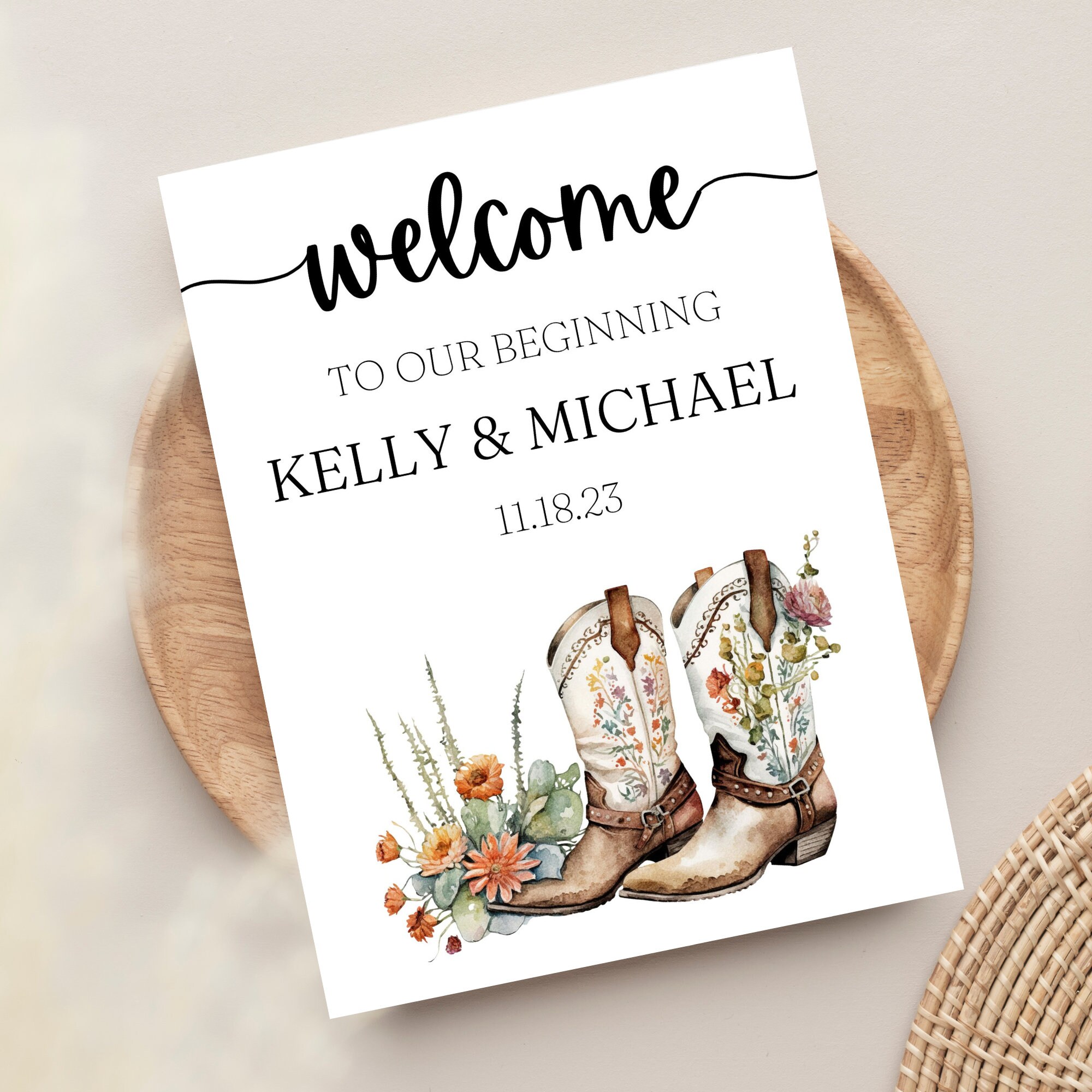Country Western Wedding Welcome Sign | Cowboy Boots Welcome Sign | Boho ...