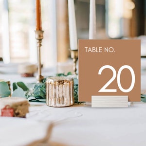 Terracotta Rust Contemporary Minimalist Table Numbers Canva Template | 5x5 Table Numbers Printable | Modern Square Wedding Table Numbers