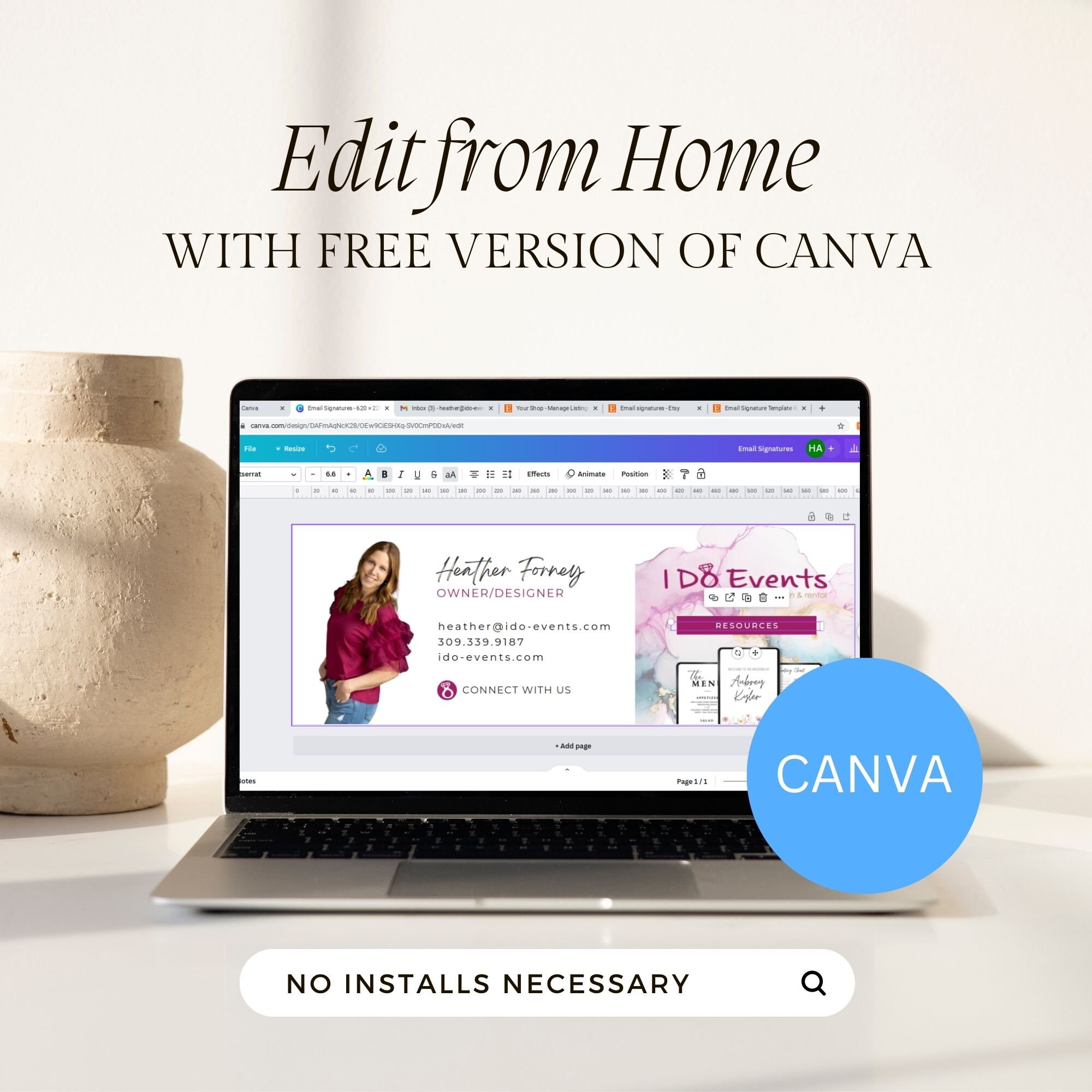 Email Signature Template With Logo & Photo! Editable Canva Business ...
