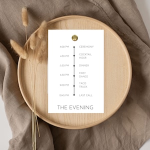 DIY Order of Events Canva Template | Neutrale Timeline Karte | 4x6 Karte | SOFORTIGER Download | Optionales Verschlussloch | Weiß & Elfenbein inklusive