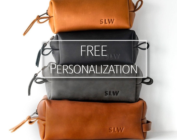 Mens toiletry bag, groomsmen gift, leather toiletry bag, dopp kit for men, leather dopp kit, Valentines day gift for him, Boyfriend Gifts