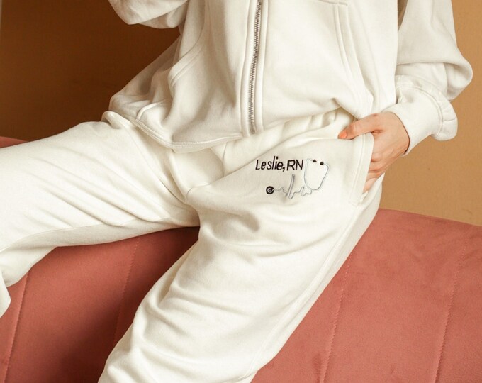 Monogrammed Nurse Sweatpants Personalized Nurse Joggers | Personalized Stethoscope Nurse Sweatshirt | Nurse Graduation Gift