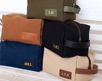 Toilettas GEPERSONALISEERD met monogram, Dopp Kit voor hem Groomsmen Gift, Bestman Gift, Valentine Gift, Cadeaus voor mannen Gepersonaliseerde Dopp kit