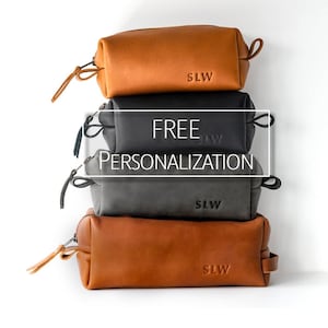 Leather Dopp Kit Bag, Personalized Leather Toiletry Bag, Groomsmen Gift, Gifts for Men, Mens Toiletry Bag Monogram, Gifts for Boyfriend