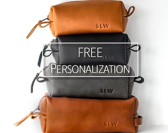 Leather Dopp Kit Bag, Personalized Leather Toiletry Bag, Groomsmen Gift, Gifts for Men, Mens Toiletry Bag Monogram, Gifts for Boyfriend
