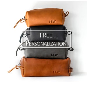 Kit de rasage personnalisé garçons d'honneur trousse de toilette en cuir Dopp Kit cadeau mariage marron marié voyage mari père frère petit ami
