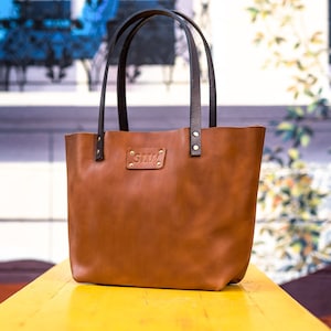 Leather Tote Bag Leather Gift for Women Tote Bags - Laptop Work & Student Bag - Personalized Tote Bag - Leather Purse Monogram