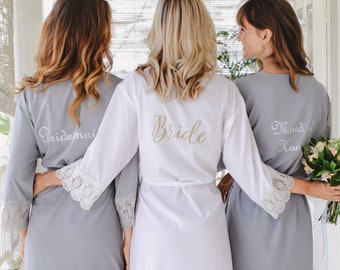 Bridesmaid Robes Personalized | Lace Bridesmaid Robe | Bridesmaid Gift | Customized Robes | Bridal Party Robes | Bridesmaid Proposal Gift