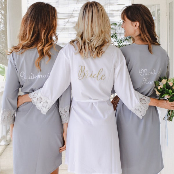 Bridesmaid Robes Personalized | Lace Bridesmaid Robe | Bridesmaid Gift | Customized Robes | Bridal Party Robes | Bridesmaid Proposal Gift