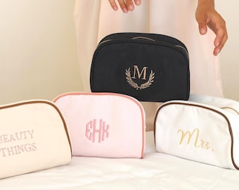 Personalized Makeup Bag Bridesmaid Gift, Embroidered Cosmetic Bag, Bridal Party Gift, Monogram Toiletry Bag, Travel Makeup Bag for Women
