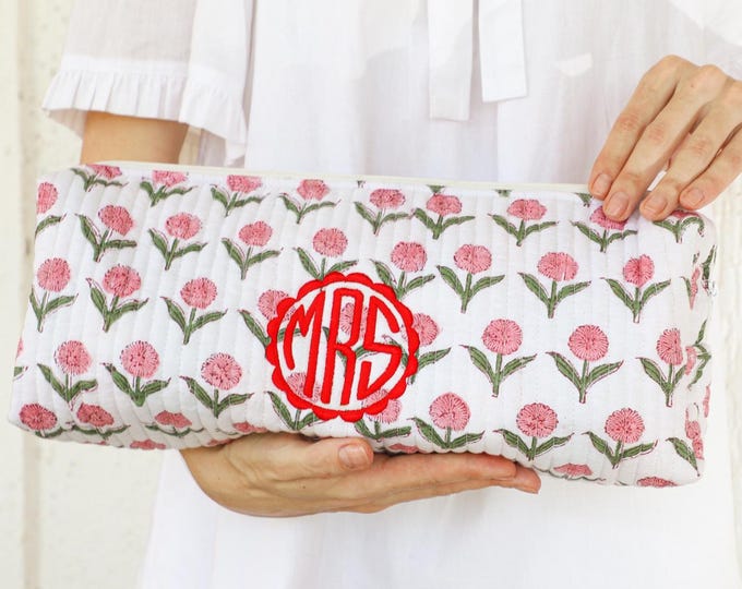 Hair Tool Organizer Bag | Block Print Curling Iron Holder | Flat Iron Storage Case | Travel Bridesmaid Gift for Her | Personalized Gift